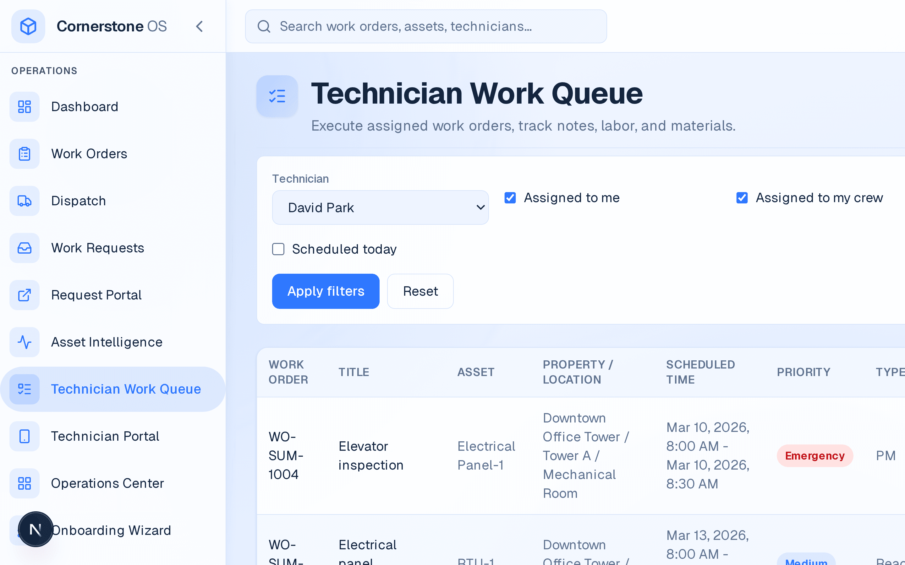 Technician Mobile Experience — Cornerstone OS